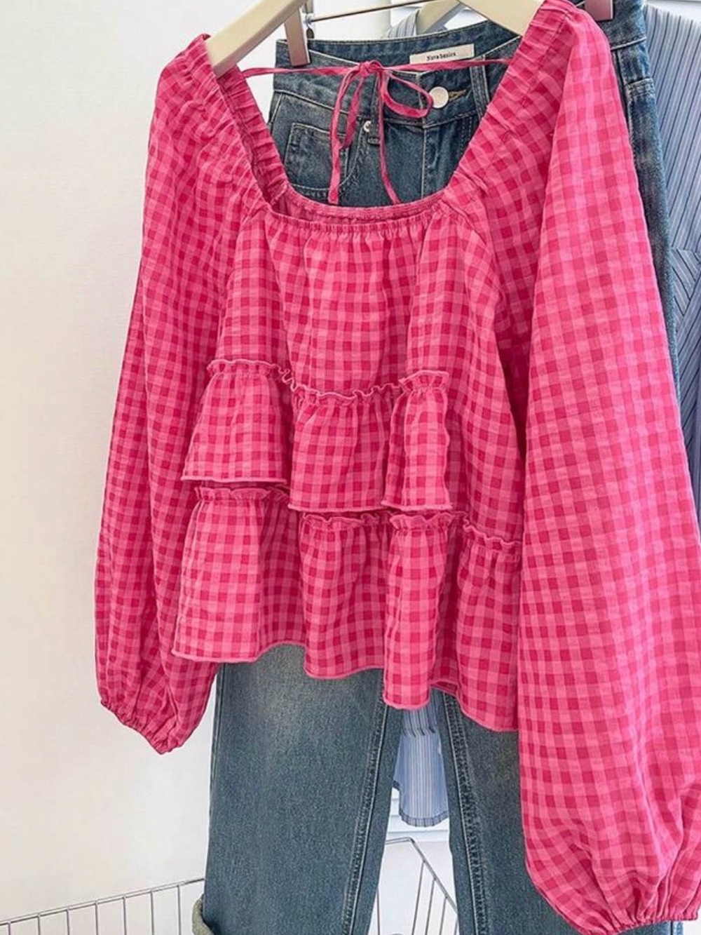 NWOT Ruffle Top Red & Pink XL